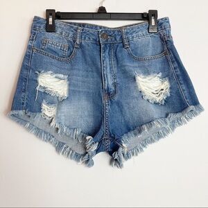 Machine Distressed Women’s Jean Shorts Size 30
